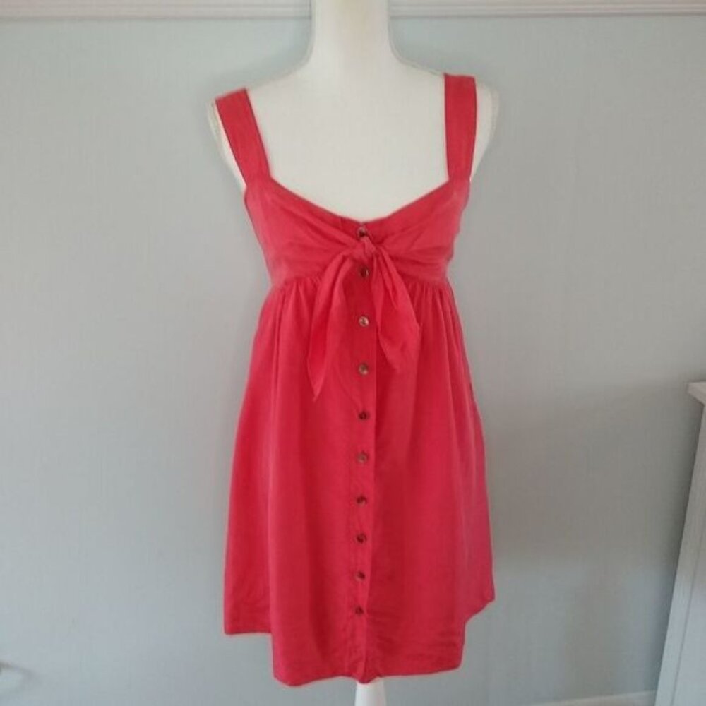 Elie Tahari coral silk tie front dress size